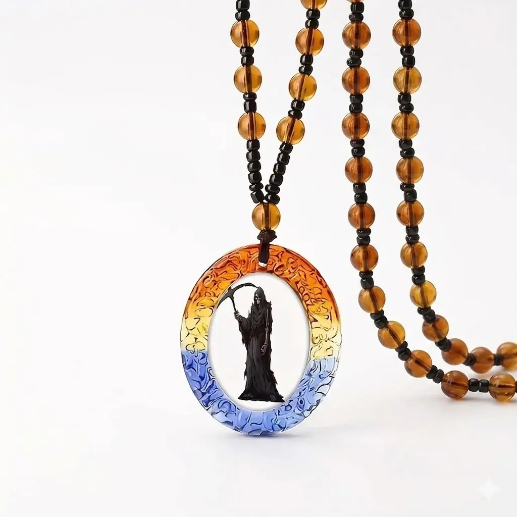 Santa Muerte Blessed Scapular Necklace, Escapulario De La Santa Muerte Bendecido-Unisex