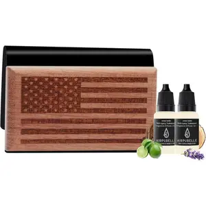 AirPurelle Car Air Freshener – 90+ Days Long Lasting – Wood Visor Clip Diffuser – Amber Vanilla, Mahogany Takwood, Woody Citrus & More – Includes 2x 8ML Essential Oil Refills – 0.54 FL OZ, Made in USA Car Fragrance Set Car Accessory