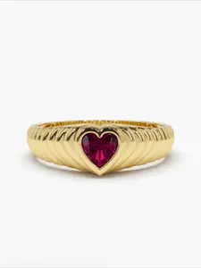 1 Women's Fashion Ring Cute and Elegant Heart Shaped Inlaid Zircon Suitable for Daily Versatile Banquet and Party Gifts Heart Nugget Ring