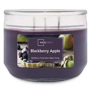 Blackberry Apple Scented 3-Wick Glass Jar Candle, 11.5 oz – Long Lasting Fruity Home Fragrance Candle for Relaxation and Décor