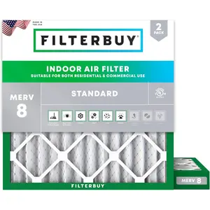 Filterbuy 19x19x2 Air Filter (2-Pack), Pleated MERV 8 Dust Defense HVAC AC Furnace Air Filters (Actual Size: 19.00 x 19.00 x 2.00 Inches)