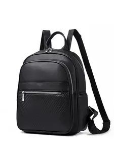 Women's Minimalist Commuter Backpack, Multi-Layered Book Bag, Soft Leather Mini Backpack, Metal Zipper Decoration