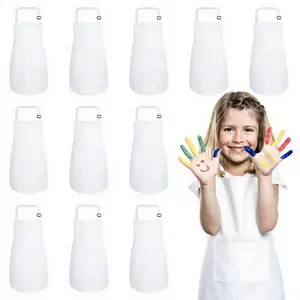 12 Pack Kids Aprons Bulk with 2 Pockets Adjustable Chef Art Apron Kids Painting Aprons for Cooking Baking Crafting Grilling for Boys Girls Age 6-13 Years