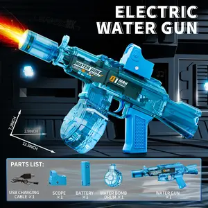 BUILDRIX 2026 New Automatic Electric Water Gun Large Capacity Powerful Spray Super Long Shooting and Lighting Function with USB Charging Cable for Long Life. Durable and Convenient Flame Spray Toy Water Gun.Perfect Gift for Adults and Children