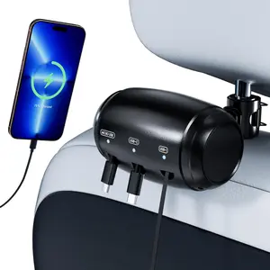 3-in-1 Retractable Backseat  Station Box - Fast  Charger for All Phones (, , Android) - Headrest Mount for Uber, Lyft, Turo, Taxi, Rideshare Drivers