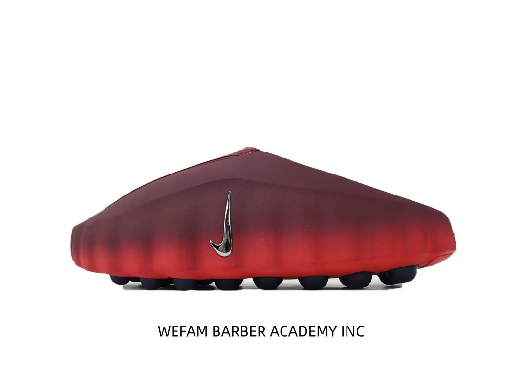 Men Wine Red Gradient EVA Mule Slides, Hollow Cut‑Out Upper, Black Dotted Anti‑Slip Sole Street Casual Slippers