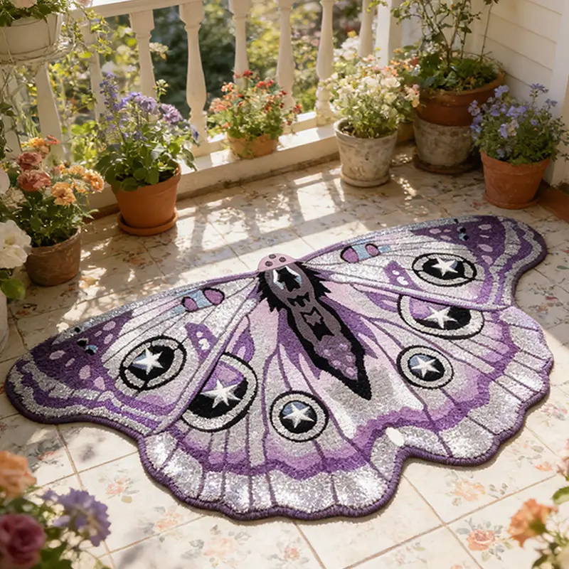 Fashion retro colorful butterfly, Fluffy Rug, bedroom decoration carpet light luxury style living room plush carpet balcony bathroom thickened non-slip floor mat washable sofa carpet Home Decor Rug Floor Rugs