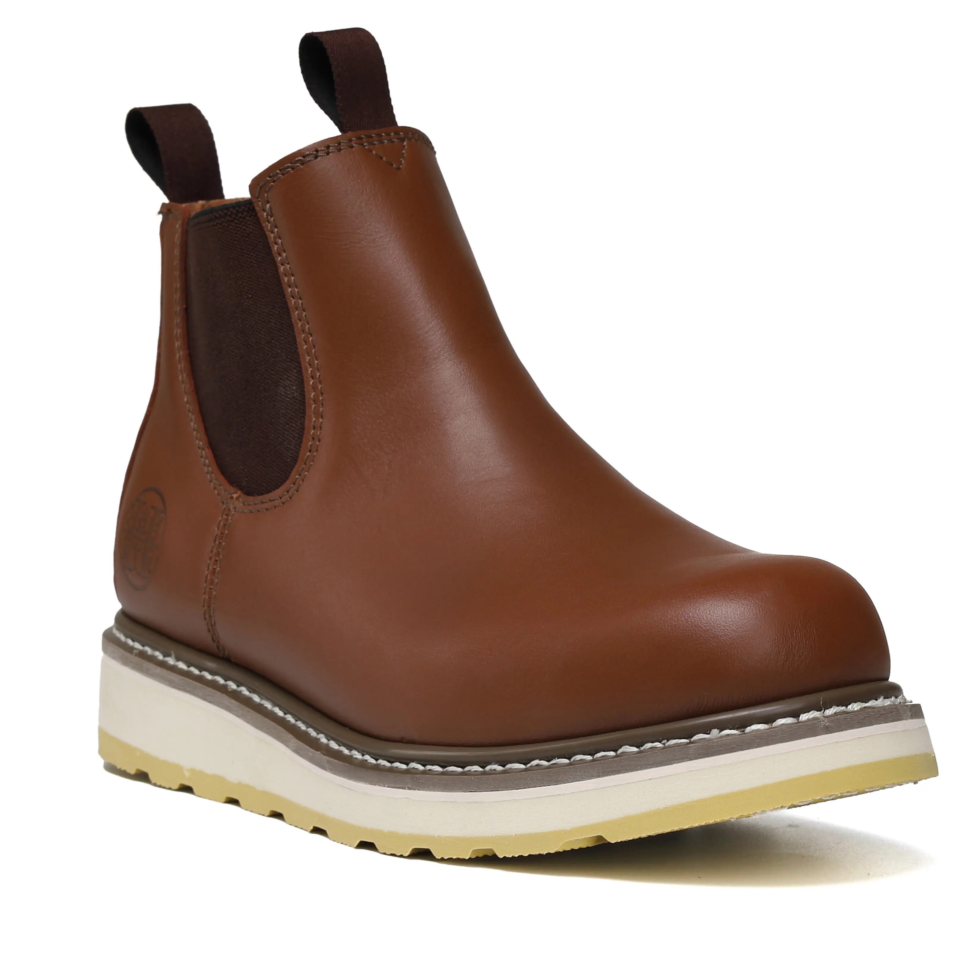 HANDPOINT 84985 Men's Chelsea Soft Toe Work Boots, Pull-On Full Grain Leather Work Boots, Double Gore, Slip Resistant, Lightweight, Comfortable Boots for Construction, Warehouse & Industrial Work