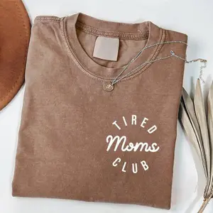 oversized tshirt women Tired Moms Club T-Shirt, Mom Life Shirt, Mother’s Day Shirt, Mom Appreciation Shirt, Funny Mom Shirt, Gift for Mom Fit Casual Breathable Womenswear Top