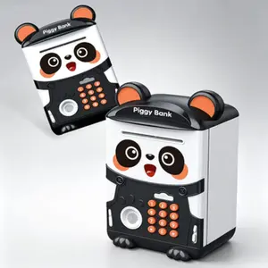 Kids Panda Piggy Bank, Smart Fingerprint Unlock Saving Box with Rolling Function, Educational Gift for Children