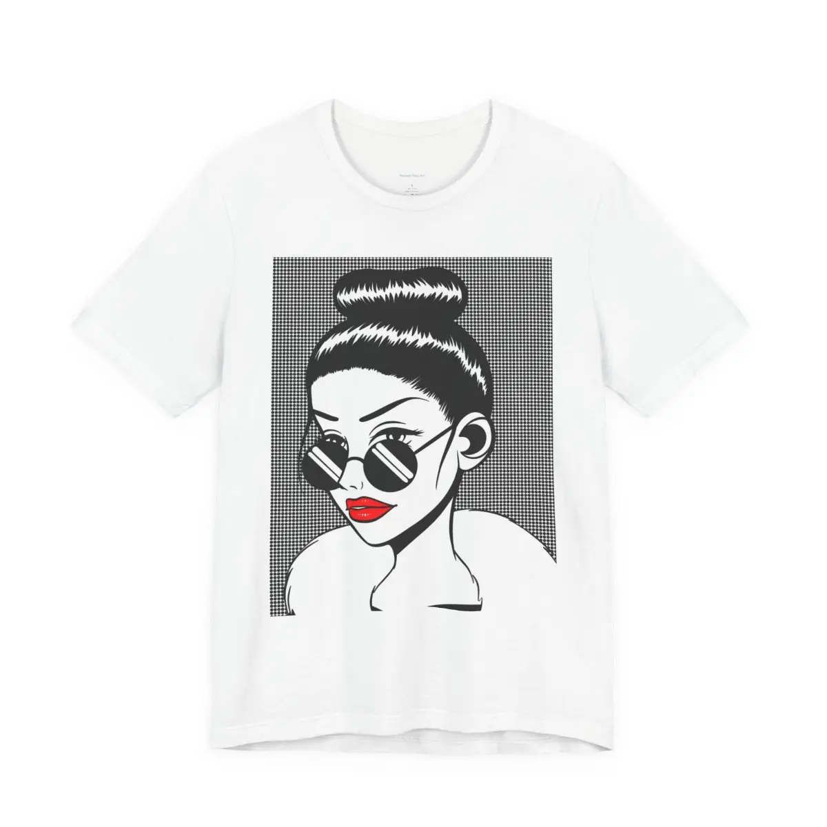 Pop Art Illustration T-Shirt | Pop Art Graphic Tee | Woman Wearing Sunglasses