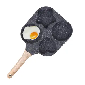 7.5 in Granite Nonstick Divided Egg Frying Pan - 4-Cup Cookware with Anti-Scald Handle, Hanging Design, Induction-Compatible for Breakfast, Meal Prep