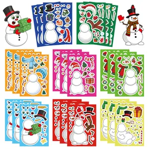 Christmas Snowman Sticker Packs Set, 8-Piece DIY Craft Kit for Kids, Perfect Holiday Gift & Party Favors, Creative Arts & Crafts