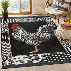 Country Rooster Rug, Area Rug, Farmhouse Carpet,Housewarming Gift, French Rooster Rug