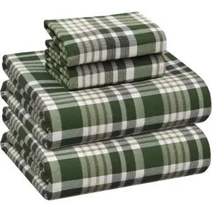 Flannel Twin XL Size 4 - 100% Double Brushed, Deep Pockets 16 Inches, Seasons, Extra  Twin XL Sheet Sets, Olive Brown