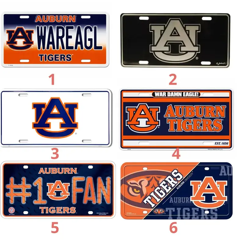 [College Football Pride, SEC Tradition & Auburn Tigers Vibe] Auburn University 2D Pride Embossed Elite Aluminum License Plate, University of Auburn Front Car Tag, SEC Sports Fan Vehicle Vanity Plate
