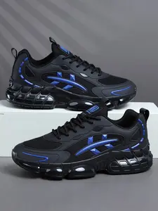 New High-Quality Men's Air Cushion Sneakers, Workout Sneakers, Laces Breathable Shock Absorption, Lightweight Responsive Thick Sole, Thick Soled Sneakers, Outdoor Travel Fitness Running Casual Shoes
