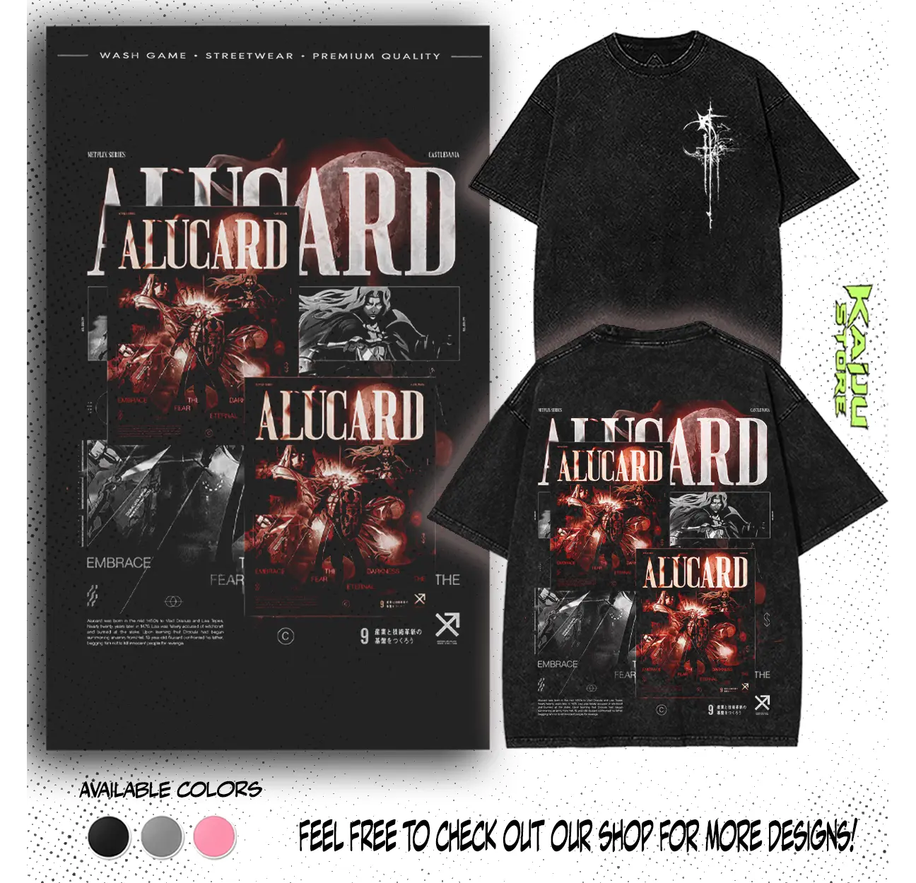 Alucard Castlevania Washed Graphic T-Shirt & Tanktop | Dark Gothic Streetwear Game Anime Tee | Premium Cotton Gaming Fan Gift Retro Vintage Y2K Streetwear