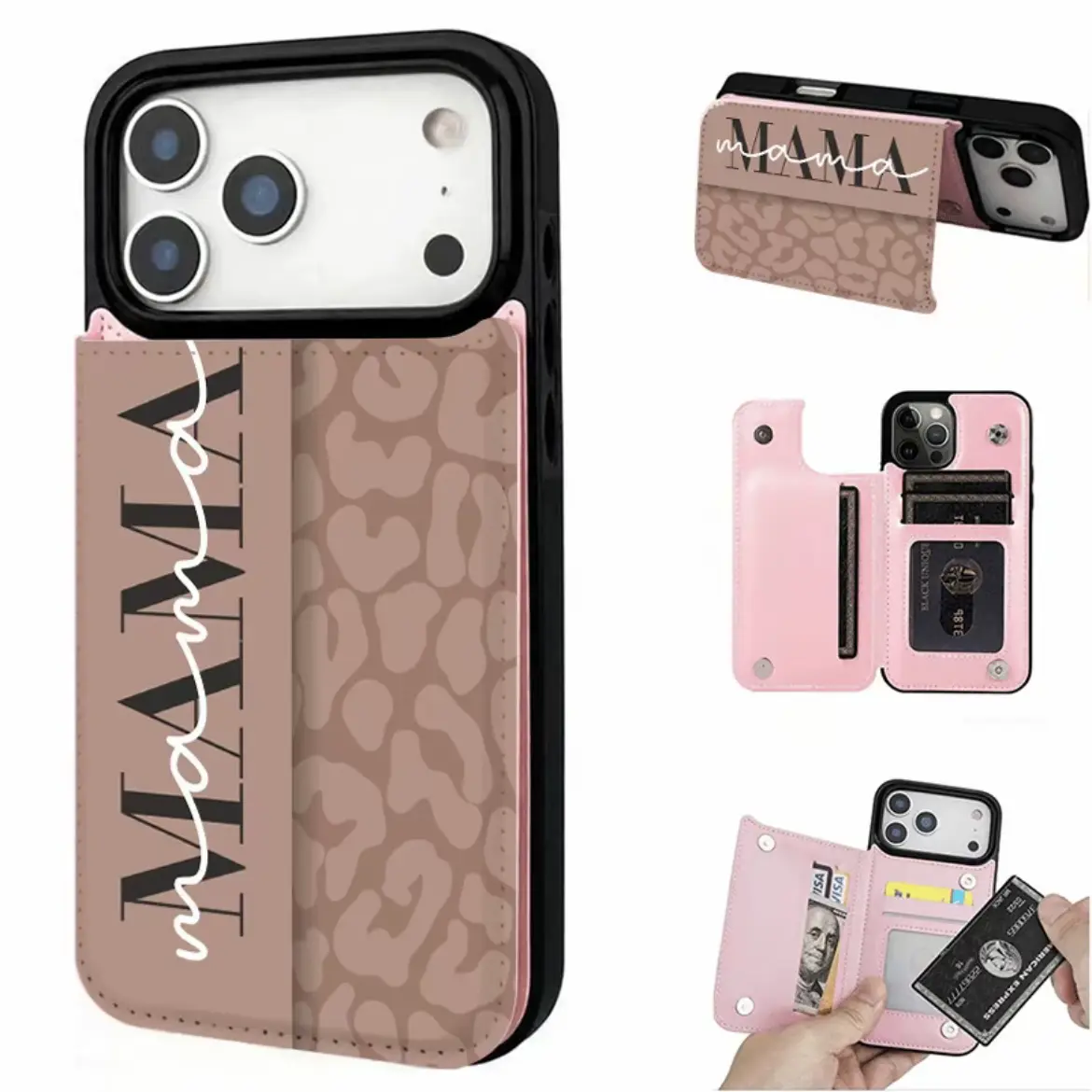 Mom Wallet Phone Case for iPhone 12-18 Series | Flexible TPU with Card Slots & Holder | Multifunctional Holiday Gift