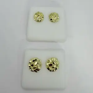 Gold Plated Round Nuggets Earrings - Elegant and Durable Design