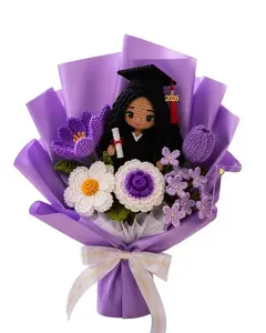 Custom Crochet Graduation Bouquet, Class of 2026 Gift with Custom Graduate Doll & Flowers