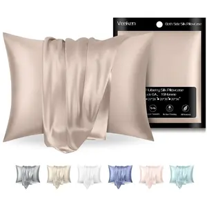 Silk Pillowca for Hair and Skin, Silk Pillow Cas for Women Soft Breathable Smooth Mulberry Silk King Size Pillowca t of 2, Cooling Pillow Cas Silk Pillow Covers with Zipper, Apricot Gray