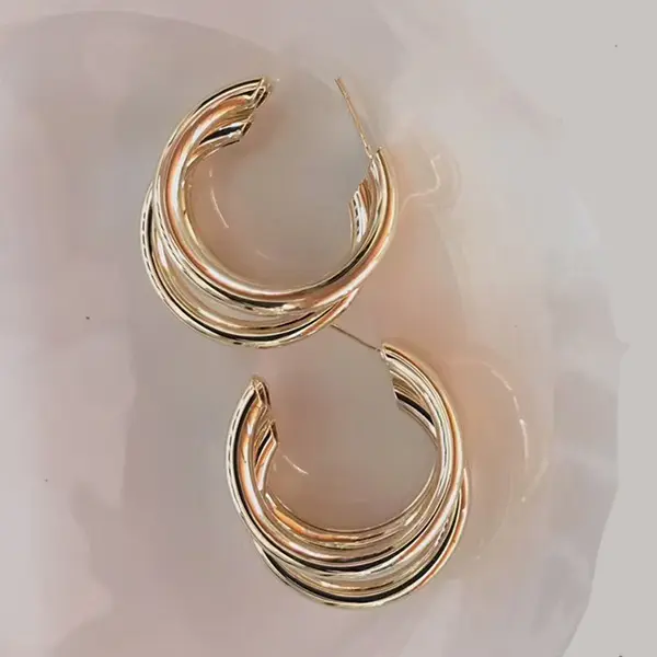 Women's Fashion Plated Hoop Earring Charm Accessories  earring kamala  earrings