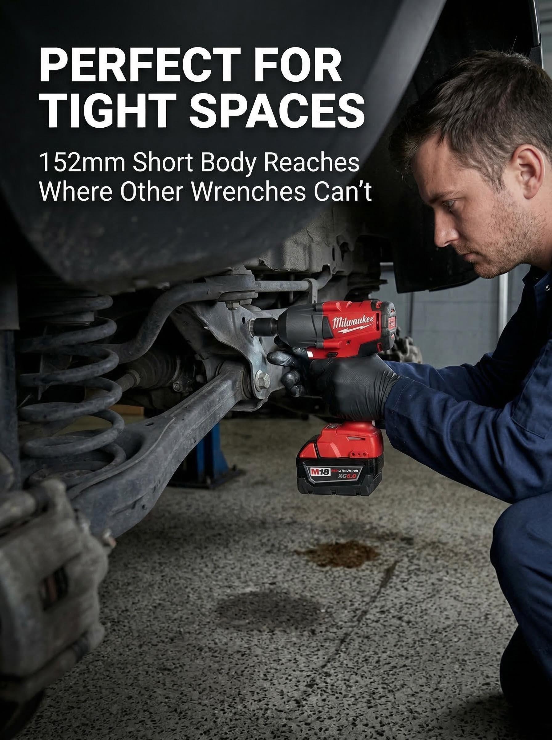 Milwaukee M18 FMTIWF12 18V Cordless Impact Wrench Suitable for Auto Repair and Steel Structure Installation Power Tool 900Nm Removal Torque Three-Speed Adjustable Compact Design