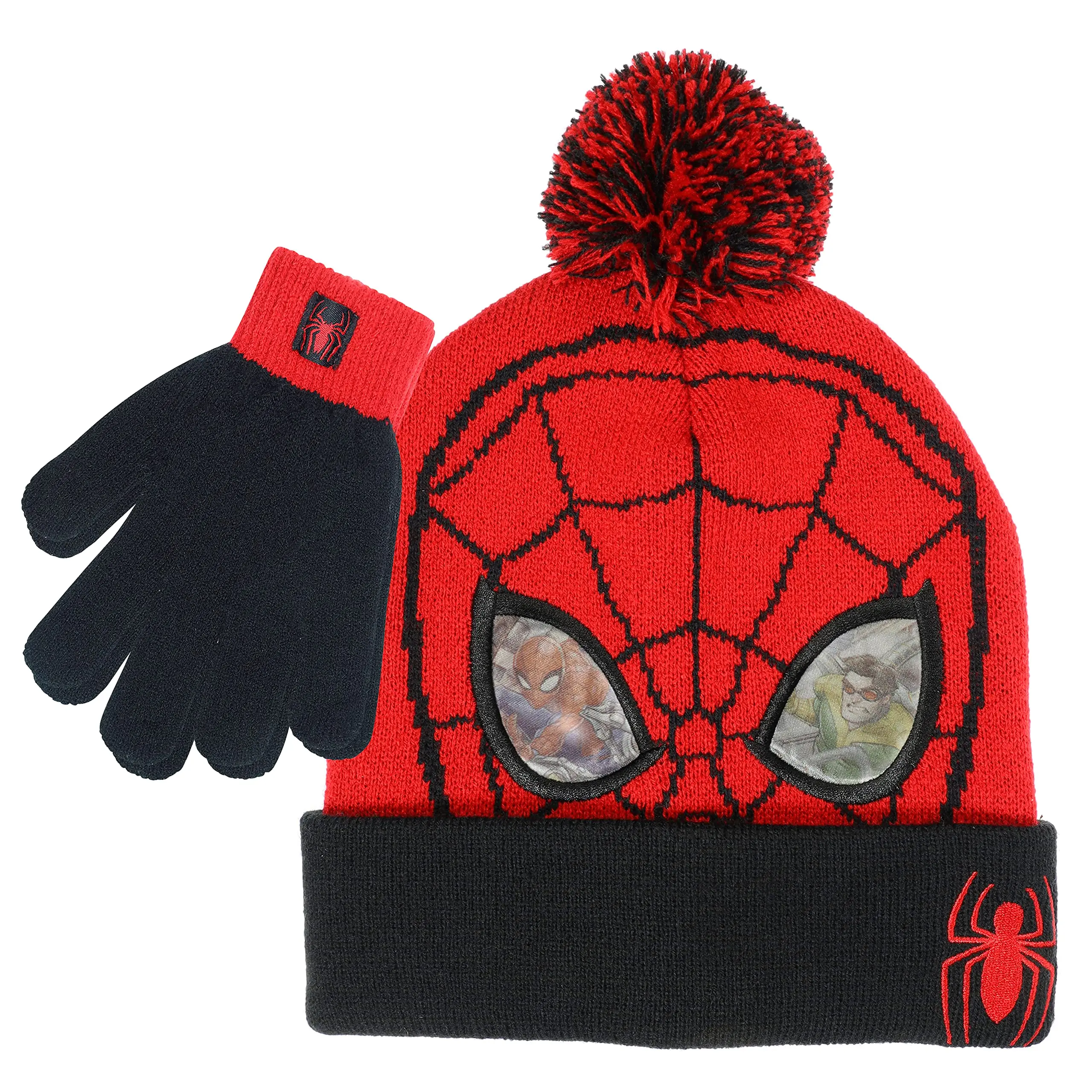 Marvel Spider-Man Boys Winter Hat and Mitten Set, Beanie Hat and Gloves, Birthday, School, 2 Pc. Set, Casual, 2-5 Years