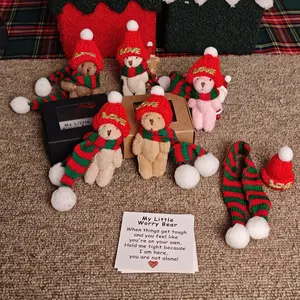 Handmade Little Pocket Bear in Box Set - Light Brown Plush&Keychain with Inspirational Card, Anxiety Relief Hug, Perfect Gift for All Occasions, Women Men Parents Kids, Soft & Durable, Unique Texture