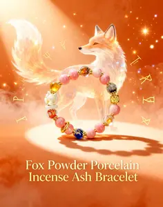Fox pink porcelain incense ash bracelet, symbolizing love, good luck, and wisdom, protecting relationships, Charm Bracelet, Inspirational Jewelry