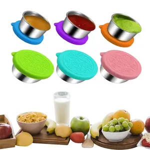 6Pack 2.36oz Salad Dressing Container set Reusable Leakproof Small Condiment Containers with Lids Stainless Steel Sauce Cup For Picnics And Travel
