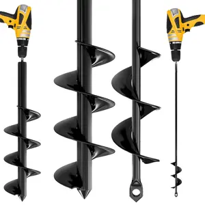 Auger Drill Bit for Planting 2 Pack 1.6 x 16 Inch & 3.5 x 16 Inch Set - Garden Spiral Hole and Bulb Planter Tool for Umbrella Holes - Compatible with 3/8 Inch Hex Drive