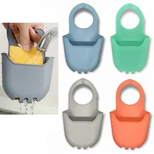 4 Sink Caddy Kitchen Silicone Soap Sponge Holder Hanging Basket Dish Bath Shower