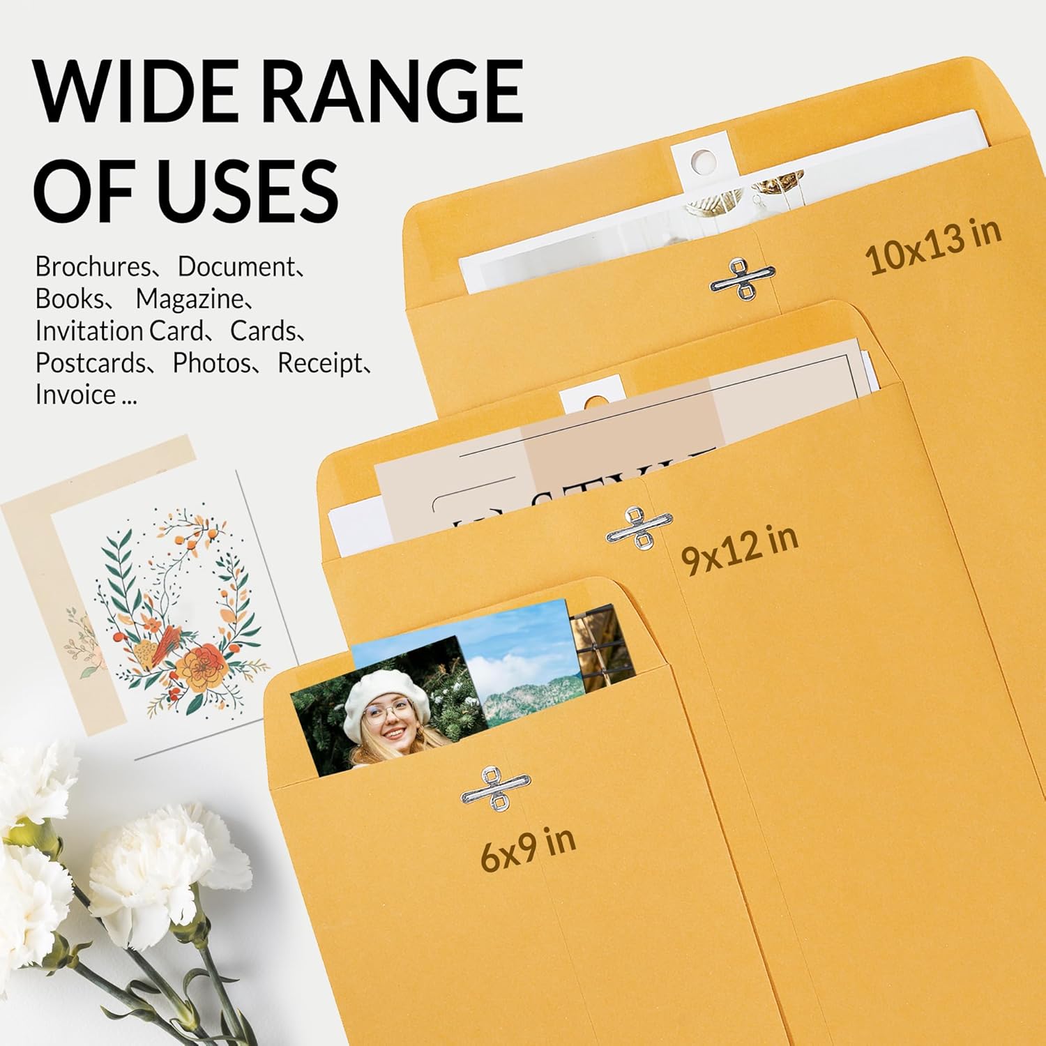 Envelops, 9"x12" Brown Kraft Envelopes with Clasp Closure, 28-lb Paper Mailing Envelopes, 20 Count, Great for Filing, Storing or Mailing Documents