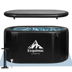 Efficraft Ice Bath Tub with 1HP Water Chiller, 216 Gallon Inflatable Cold Plunge Tub with Thermometer and Water-Absorbent Mat, Portable Bath Tub for Outdoor & Indoor Recovery