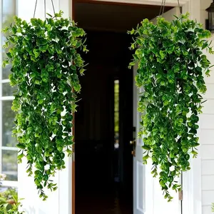 2 pieces of realistic artificial ivy vine - UV resistant artificial hanging green fern plant, Fake plastic greenery, Artificial Plants, House Plants Decor, suitable for indoor and outdoor decoration, Decorative leaves