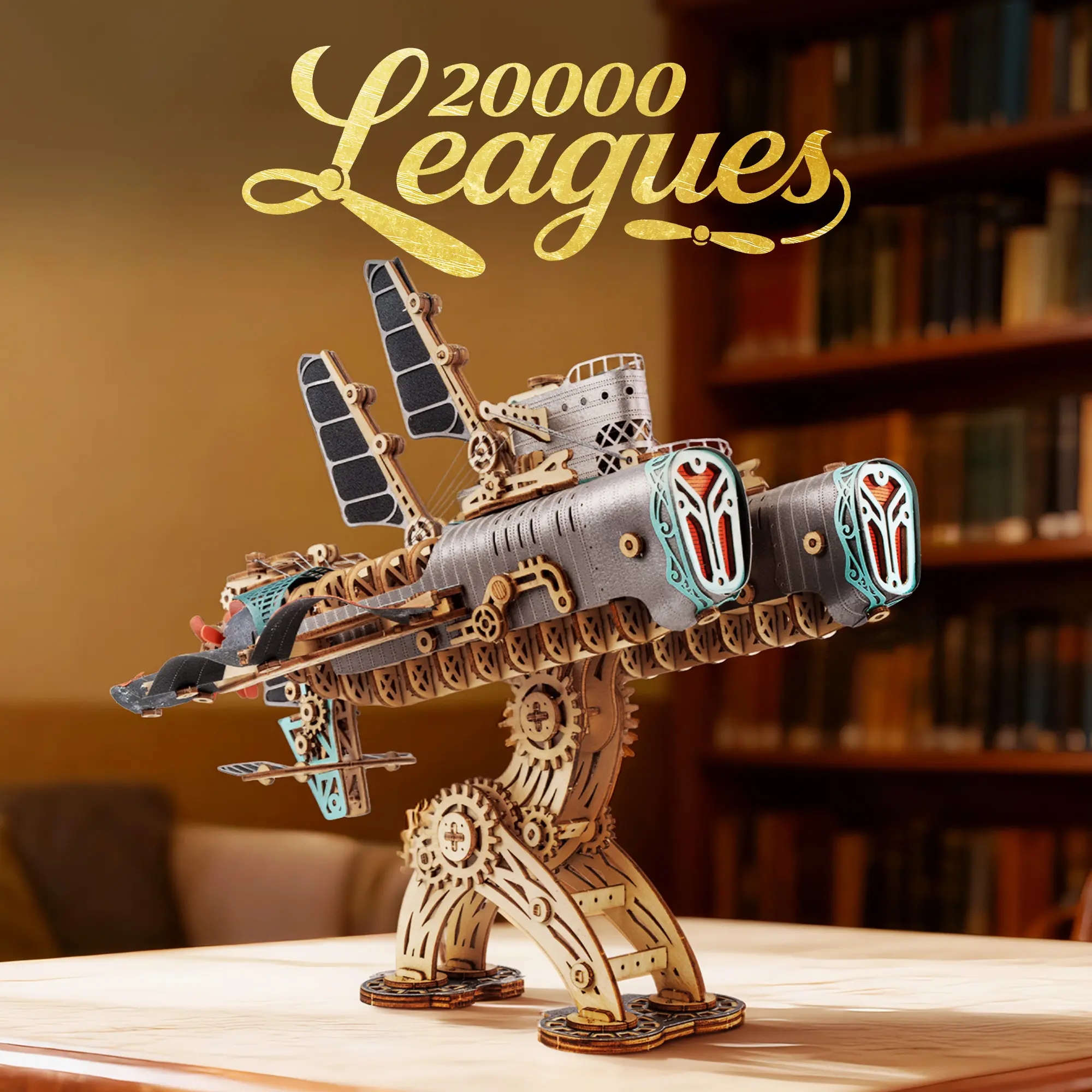 FUNPOLA 3D Wooden Puzzle Steampunk Airship– DIY Voyage Model Kit, Home Decor Display, Creative Gift for Adults & Teens