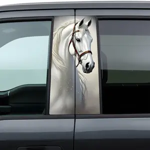 White Horse Car B-Pillar Sticker - Durable Material for Long-Lasting Use & Easy Application - Enhances Car's Aesthetic Appeal