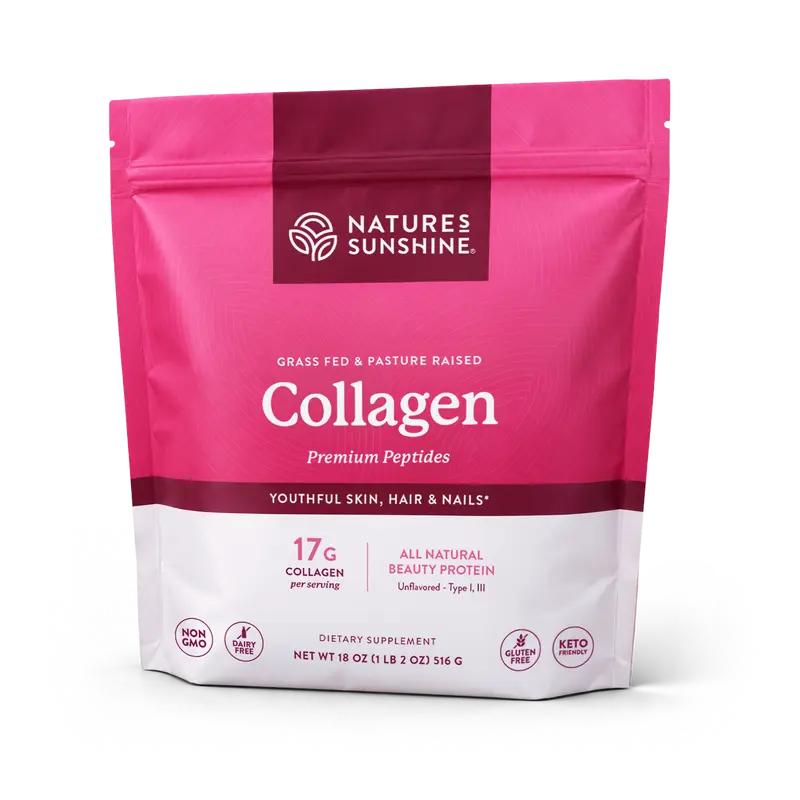 Nature's Sunshine Collagen Powder Type I and III Grass Fed and Pasture Raised Premium Bovine Collagen Peptides 18 Oz
