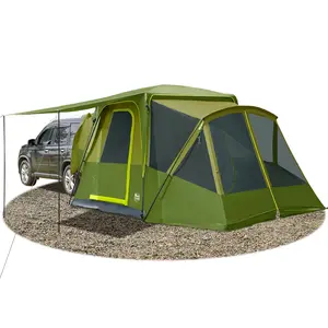 SUV Tent with Screen Porch and Awning for Family Camping, Weather Resistant and Portable Van or Car Tent, Includes Rainfly and Storage Bag
