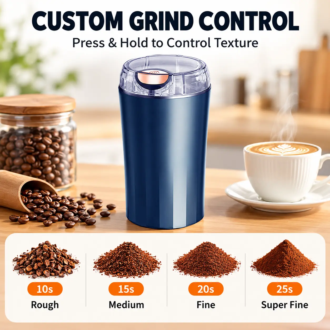 Lalayuan 200W Electric Coffee Grinder with 2 Blade Stainless Steel Blade for Coffee Beans Spices Nuts and Dry Ingredients