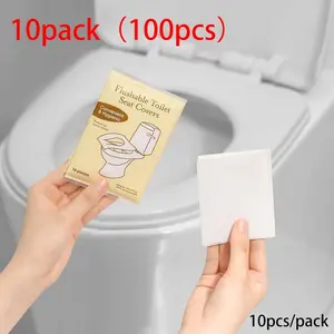 100pcs Disposable Flush Toilet Seat Cover - for Bathrooms, Travel Accessories, Public Restrooms, Camping, Flushing