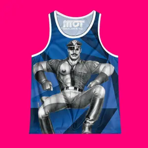 Tom of Finland x Blues Brothers Mesh Tank Top, Retro Music & Art Collaboration Graphic Muscle Shirt, Breathable Sleeveless Top for Men, Bold Streetwear for Concerts & Pride