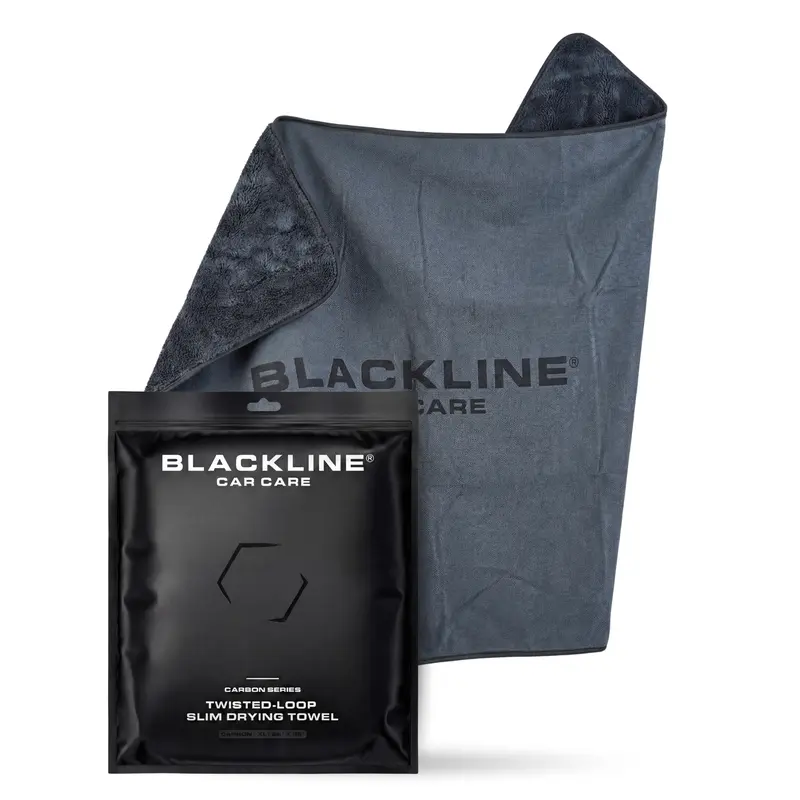 BLACKLINE Slim Profile Car Washing Towel - 800 GSM Premium Microfiber Towels for Cars, Sleek Modern Look, Twist-Loop Grip, Durable High Absorption Cloth, Quick-Drying Automotive Detailing Accessory