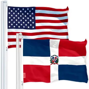 G128 Combo Pack: USA  3x5 Ft 150D Printed Stars & Dominican Republic Flag 3x5 Ft 150D Printed