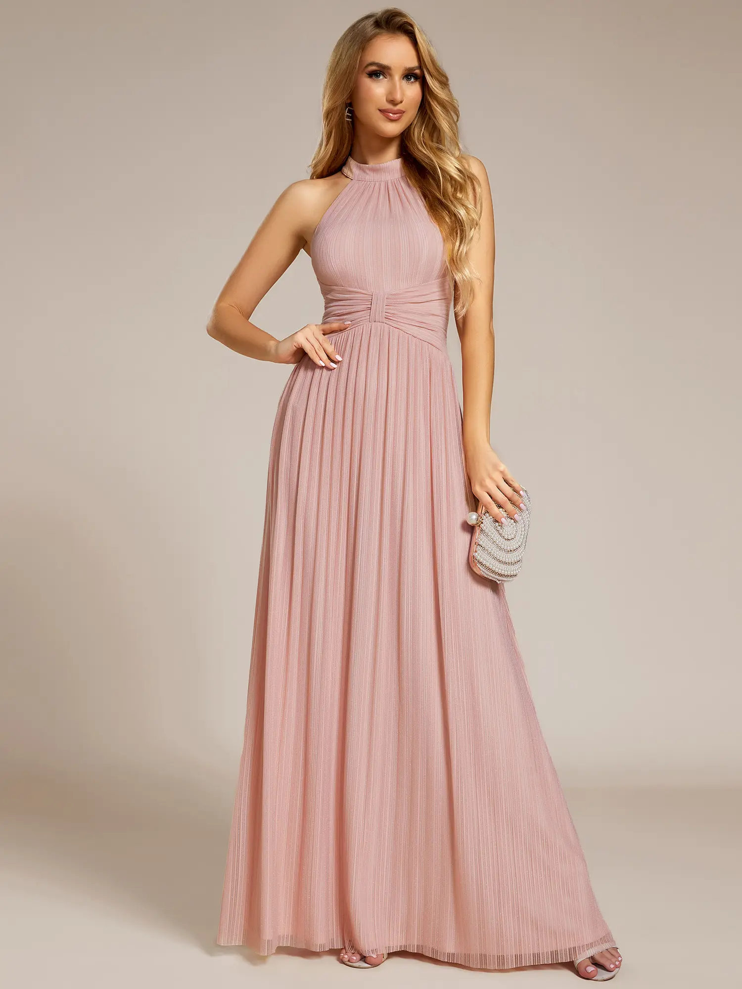 Ever-Pretty Spring Halter Neck Pleated Glittery Formal Evening Dress with Empire Waist 41961 Ever-Pretty Spring Halter Neck Pleated Glittery Formal Evening Dress with Empire Waist 41961