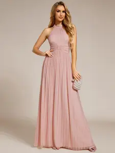 Ever-Pretty Spring Halter Neck Pleated Glittery Formal Evening Dress with Empire Waist 41961