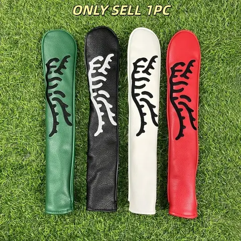 Golf Alignment Stick Cover, Premium PU Protective Sleeve, Tiger Embroidery, Thick Waterproof, Unisex, Golf Accessory, Great Holiday Gift for Golf Enthusiasts