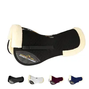 black color corrective lined half pad riding horse on horse back saddle pad equestrian equipment